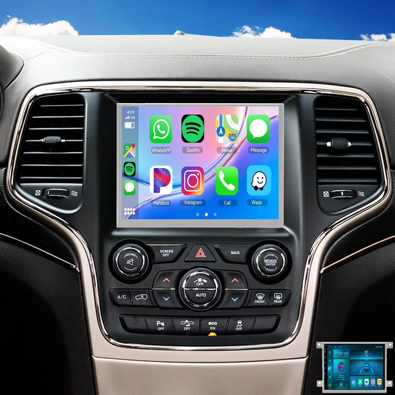 Radio do J-eep Grand Cherokee 2014-2021 Dodge RAM 1500/2500/3500 2013-2024 Dodge Challenger Charger Durango 2011-2023, 8,4″samochodowe stereo bezprzewodowa nawigacja GPS Carplay(Color:8 CORE 8+256G)