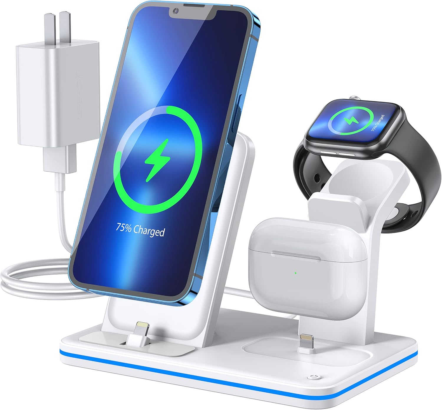 iPhone Charger Stand,QI Fast 3 in 1 Charging Station,Charging Dock for