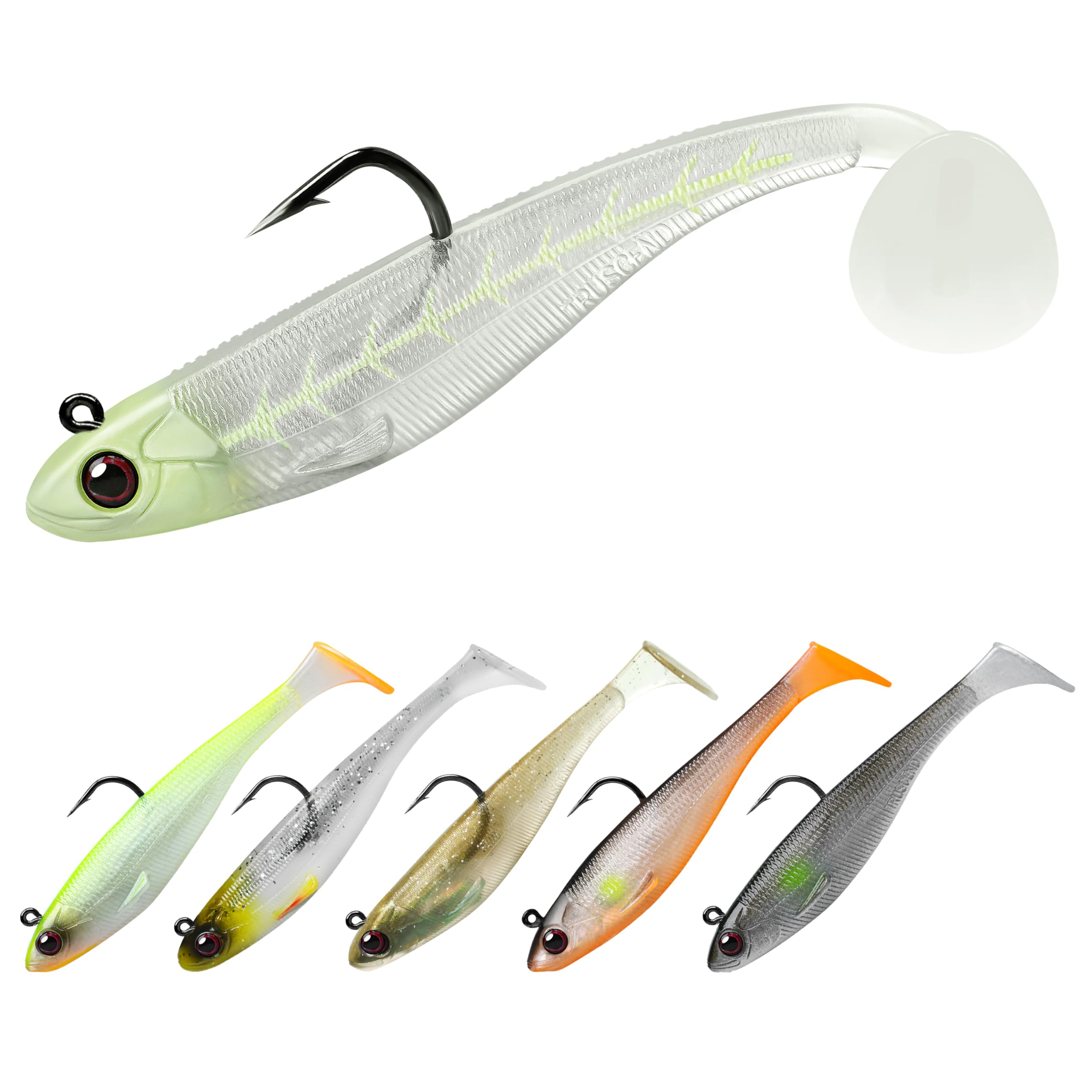 TRUSCEND Rubber Fish Fishing Lures for Trout, Walleye & Perch, Artificial Bait, Jigs Head with Hooks, Fishing Gifts for Men — image 1