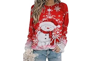 Merry Christmas Shirt for Women, Crewneck Funny Snowman Graphic Sweatshirt, Casual Holiday Long Sleeve Tops