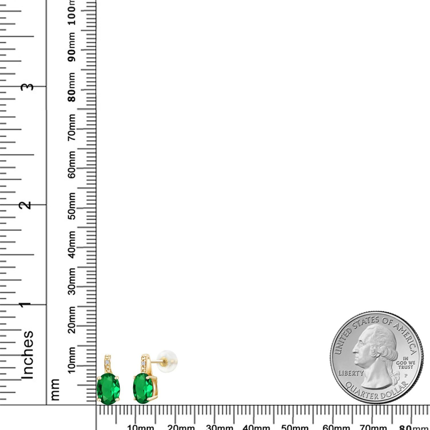 Gem Stone King 10K Yellow Gold 8X6MM Oval Gemstone Birthstone and White Diamond Earrings | Gold Earrings for Women