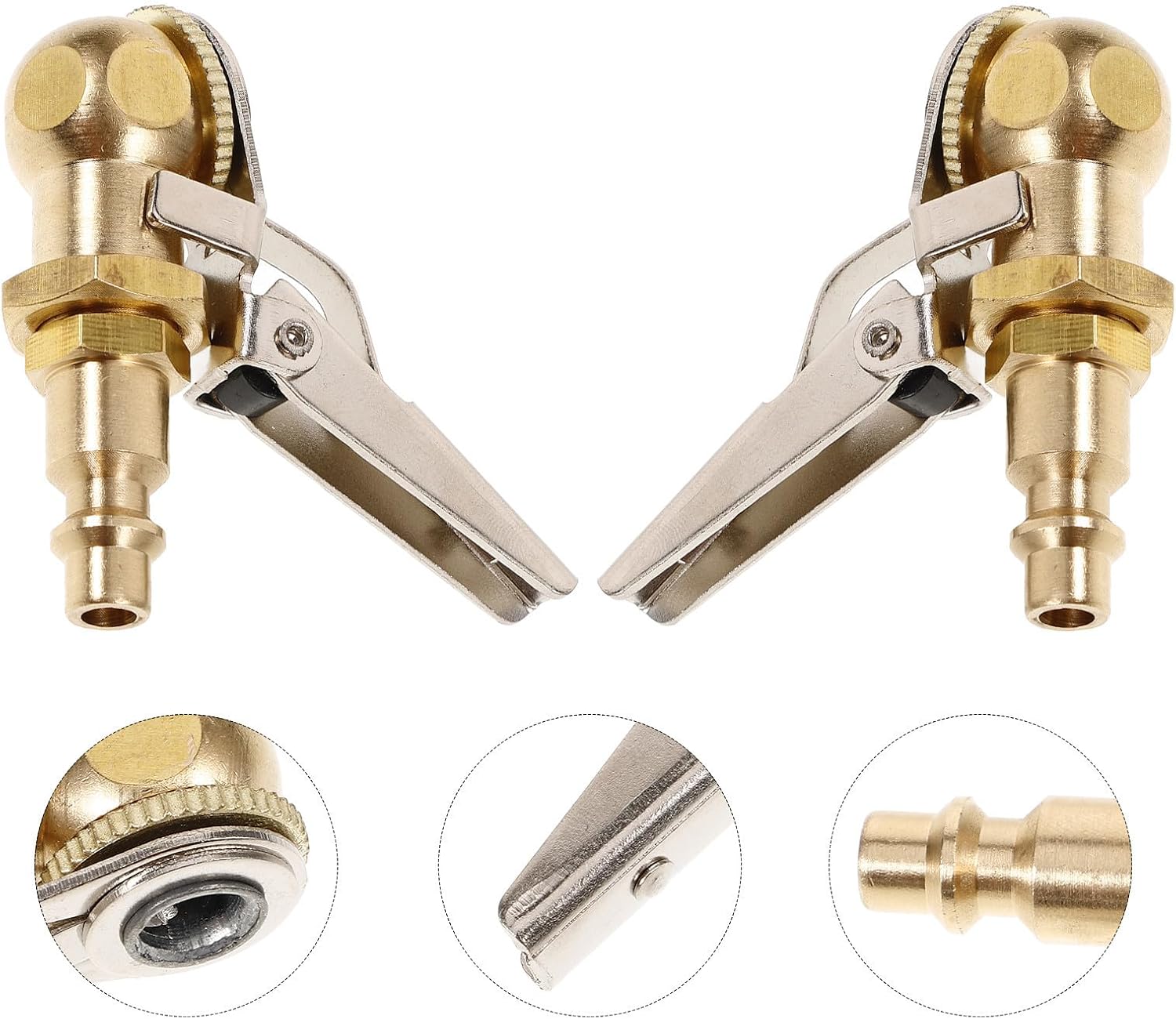TEHAUX 2pcs Brass Tire Chuck Clip on Air Adapter for Vehicle Tires