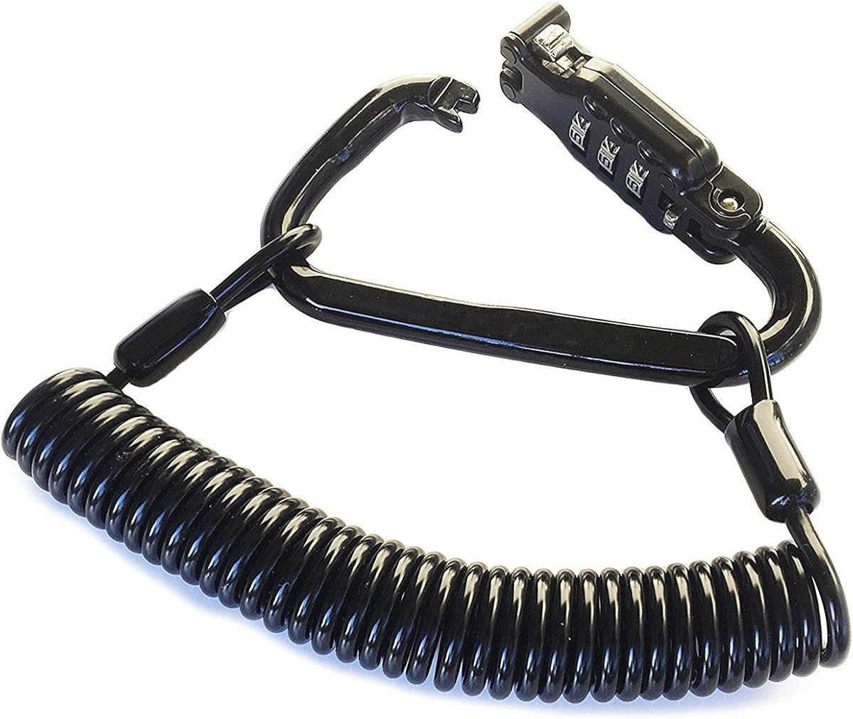 Motorcycle Helmet Lock & Cable, Heavy Duty Universal Combination Lock Cable Caribeaner Lock Motorcycle Security PIN Locking Chain for Bike Helmet, Jacket, Cabinets & Luggage