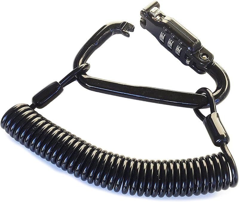 Motorcycle Helmet Lock & Cable, Heavy Duty Universal Combination Lock Cable Caribeaner Lock Motorcycle Security PIN Locking Chain for Bike Helmet, Jacket, Cabinets & Luggage