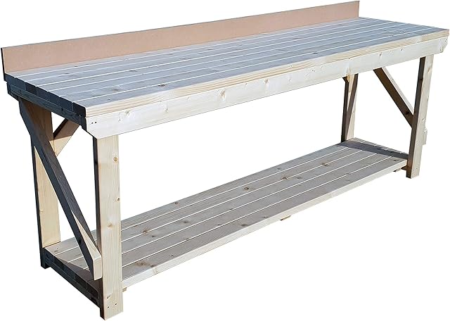 Wooden WorkBench Acorn-Premium With Rear MDF Upstand - 4FT TO 8FT - Work Table Hand Made Strong Heavy Duty - Made From Construction Grade Timber (4ft)