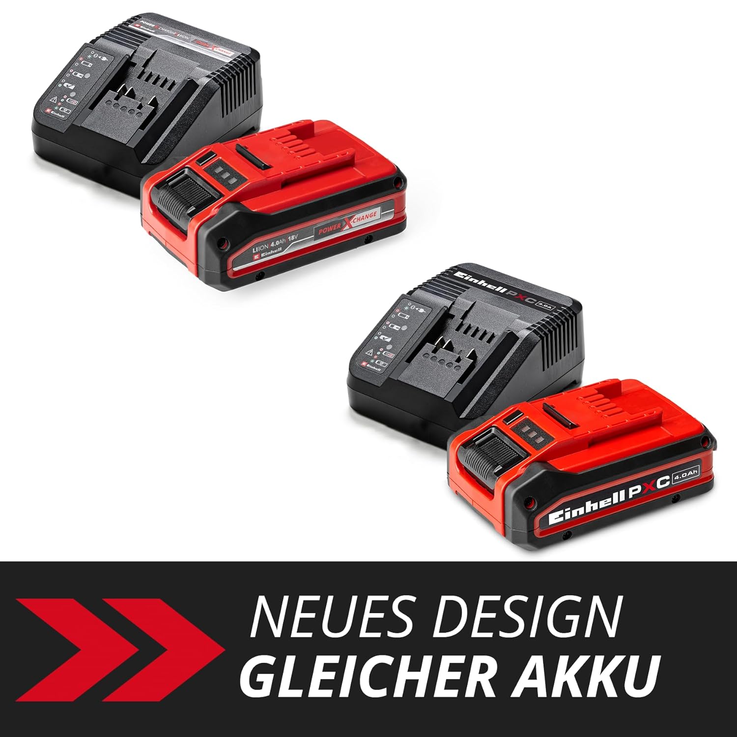 Original Einhell 4 Ah PLUS Power X-Change Starter Kit (1x 18 V 4 Ah PLUS Akku, 1x 3 A Ladegerät, 75 min Ladezeit, passend für alle Power X-Change Geräte)