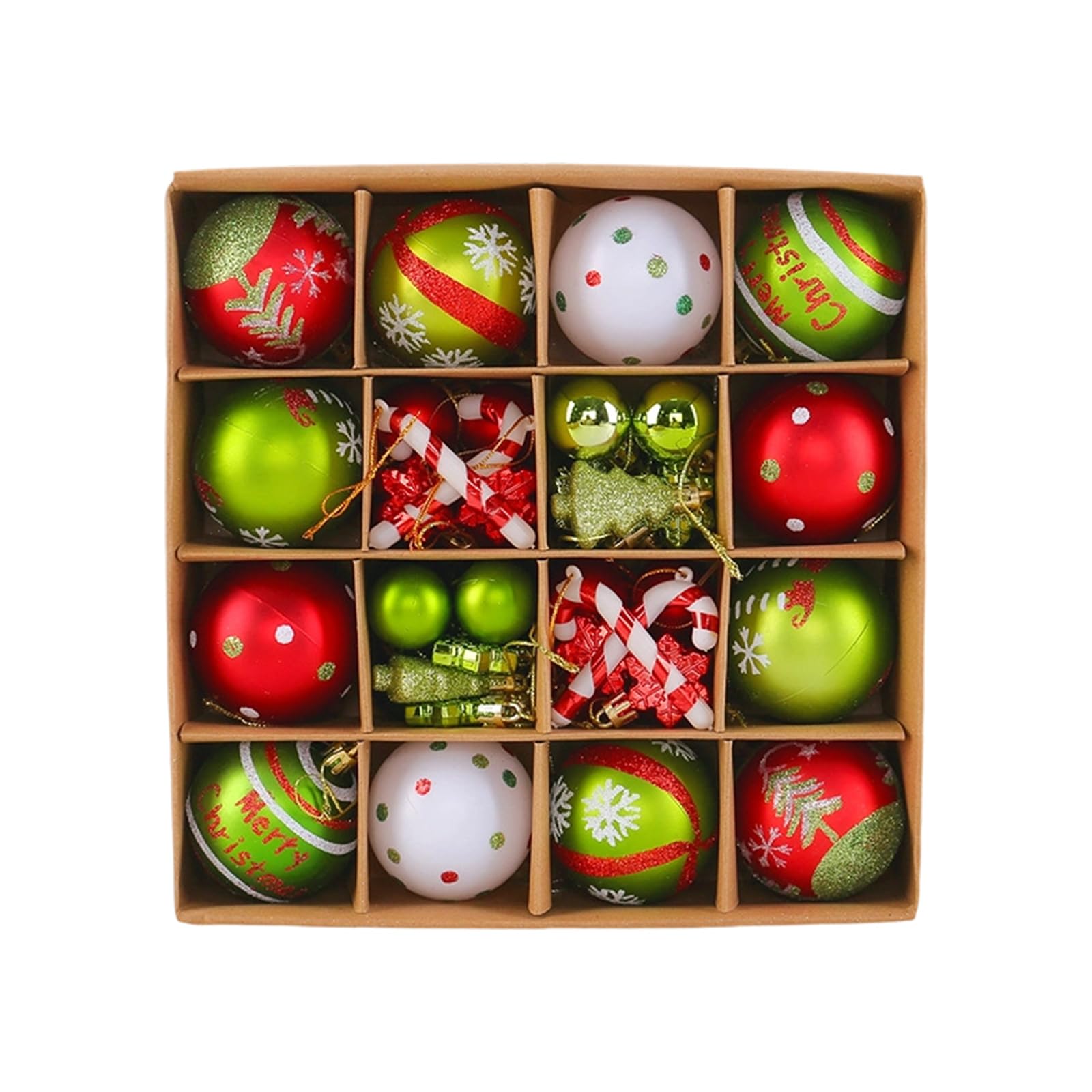 Décorations de Noël pour arbre et maison : lot 42 boules de Noël de 6 cm multicolores et crochets