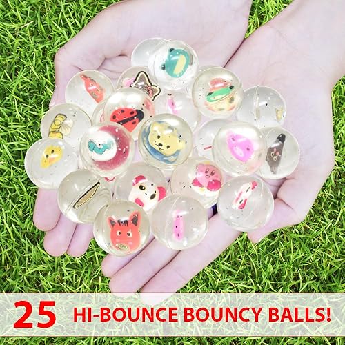Miniatura 2 de 25 bolas inflables para recuerdos de fiesta de niños  Pelota animosa de animales de 1.063 in  Superball pequeñas bolas de goma para niños