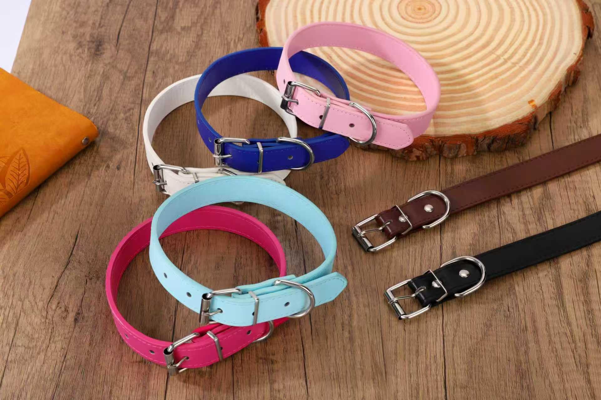 Hundehalsband aus weichem Leder, für kleine, mittelgroße und große Hunde, bequem und verstellbar (Breite: 1,9 cm für Hundehals: 25,4 - 35,6 cm, Rosa, M)