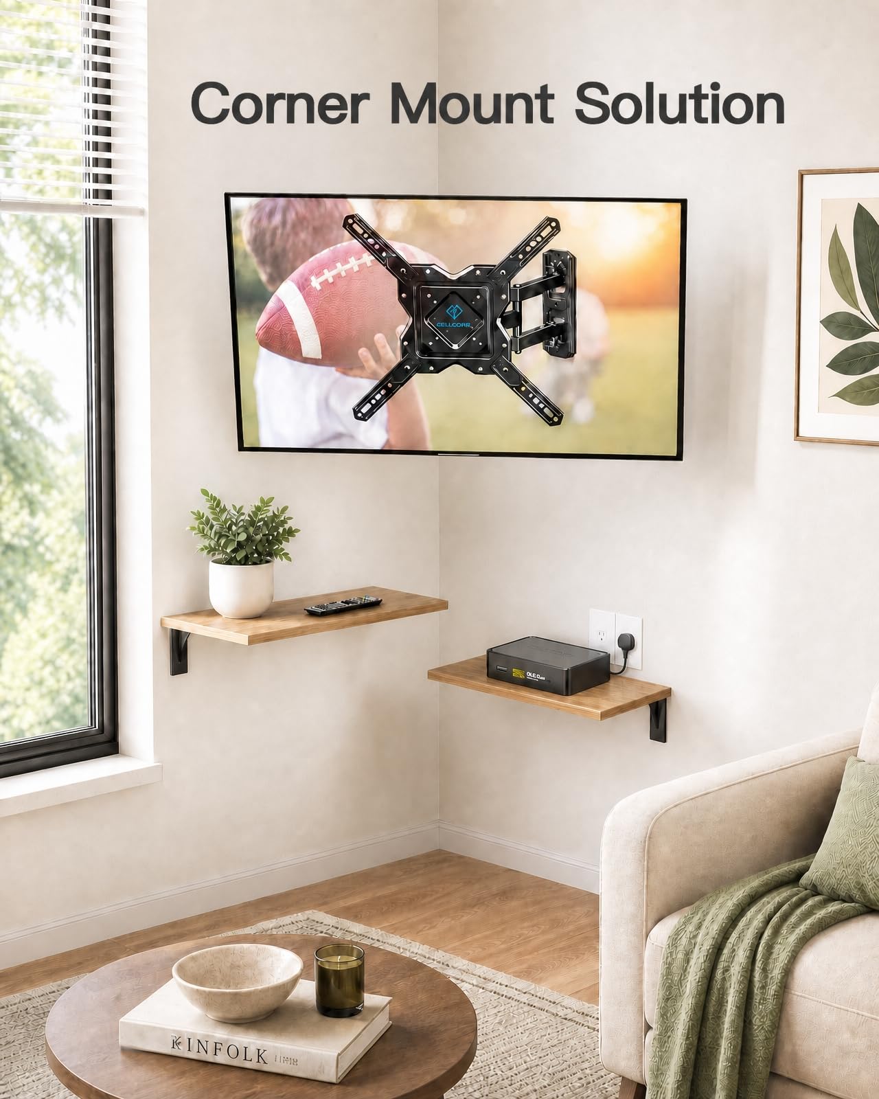 PERLESMITH Full Motion TV Wall Mount Corner for 27-60 Inch TVs — Amazon image 6
