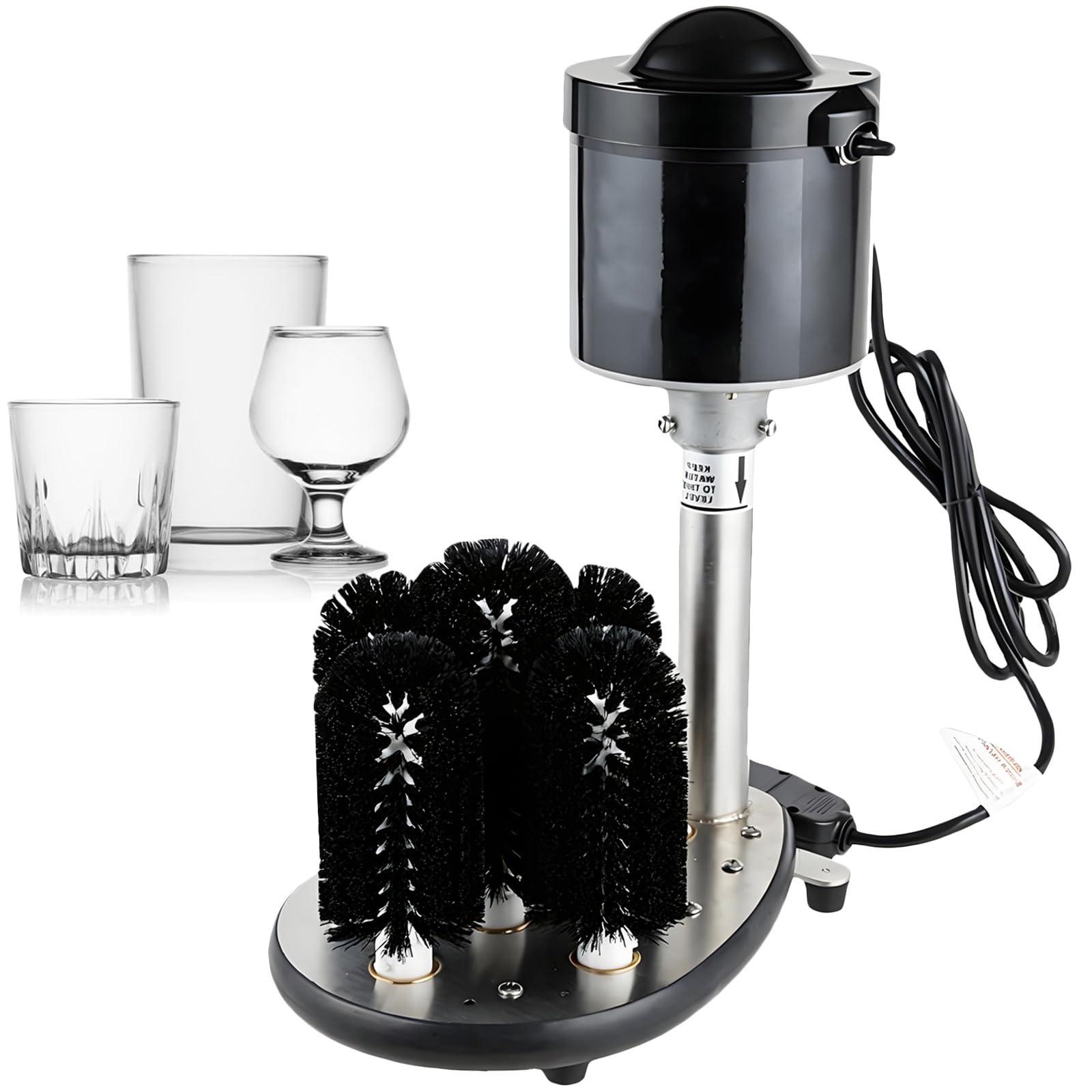 Lavabicchieri Professionale per Bar, Pulizia a 360 Gradi, Lavabicchieri Elettrico a 5 Spazzole per Gestori di Ristoranti, Ideale per Hotel, Banchetti, Caff猫 e Bar