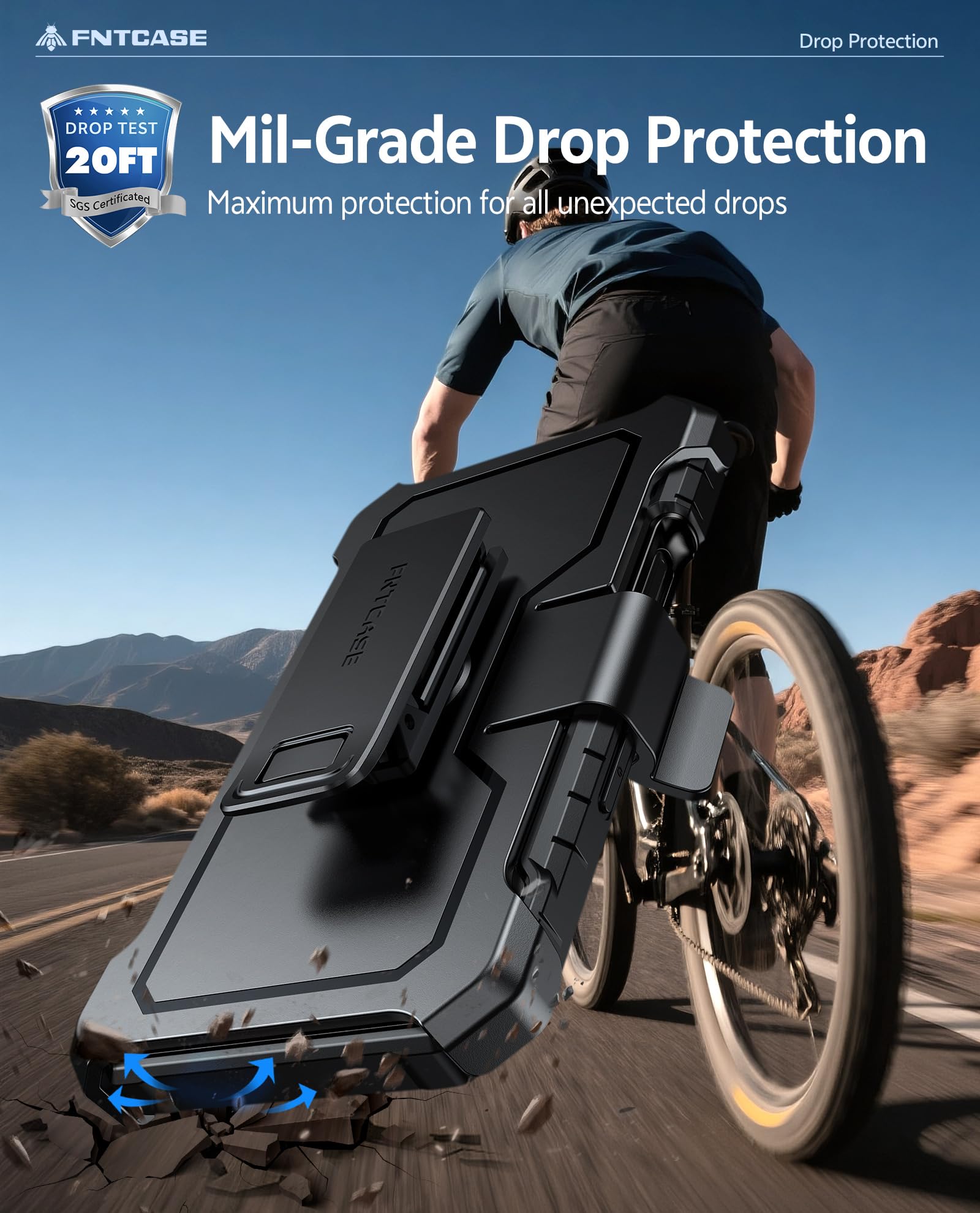 FNTCASE Funda para iPhone Air: resistente de grado militar para iPhone 17 Air con soporte y clip para cinturón, protección de TPU a prueba de golpes, protector resistente (negro)