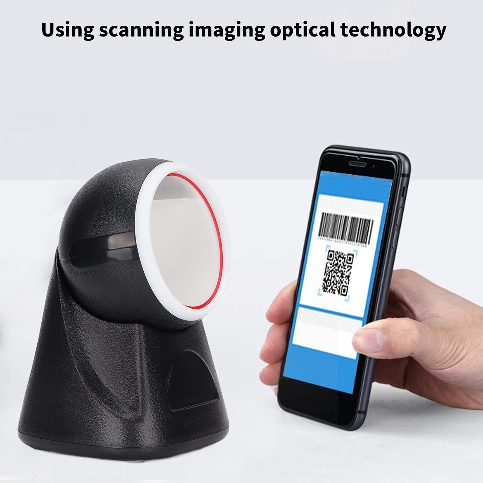FILFEEL Desktop-Barcode-Scanner, Plug-and-Play, Praktischer, Effizienter Handleser für Geschäfte, Restaurants, Kompatibel mit und