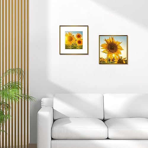 Vista 54 de Frametory - Marco de aluminio de 11 x 14 para fotos de 8 x 10 (en pulgadas), con paspartú marfil, de pared, con gancho de sierra, pestañas Bronce