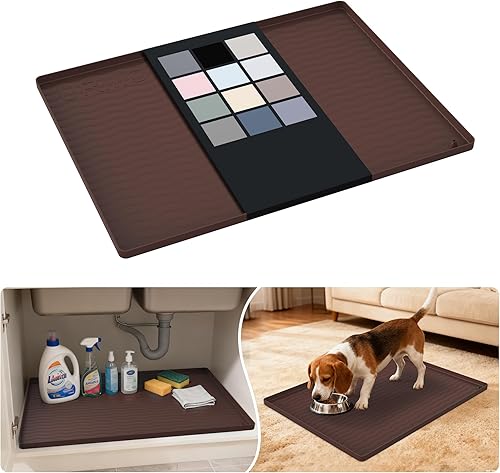 Miniatura 64 de URMONA Tapete de silicona impermeable para debajo del fregadero de 40 x 22 pulgadas, forro para estante de cocina y baño, protector de gabinete y