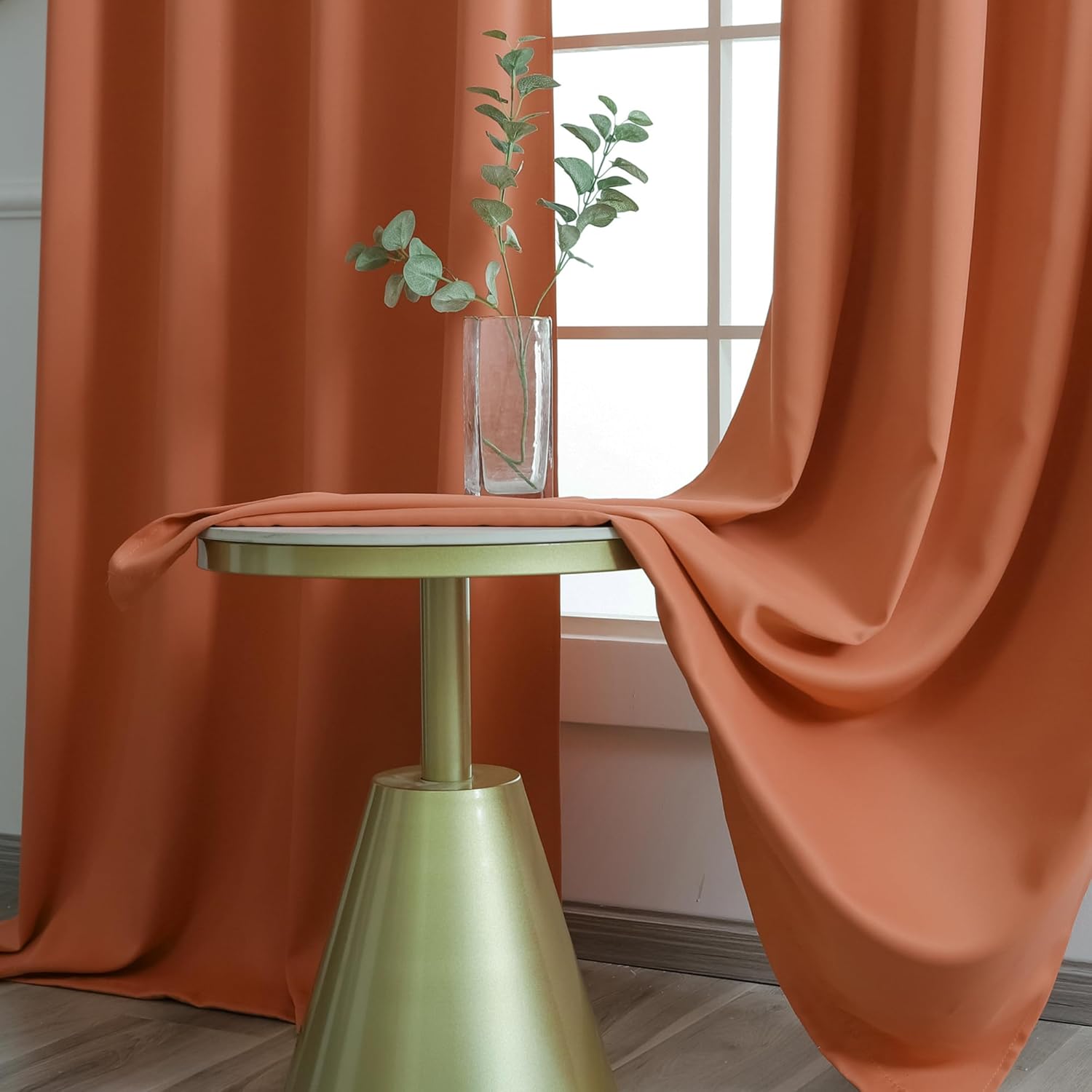 YGO Extra Wide Windows Curtains for Living Room, Grommet Top Room Darkening Windows Drapes for Bedroom, 2 Panels, Rust, 72W x 84L