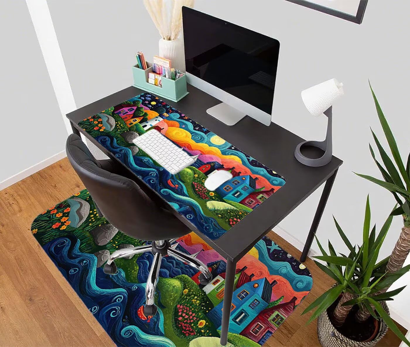 Podkładka pod mysz XXL 1200 x 600 mm duża kolorowa podkładka pod mysz dla graczy pod ręką biurko szyte krawędzie wodoodporna antypoślizgowa do komputera, laptopa poprawia precyzję i szybkość, dom S