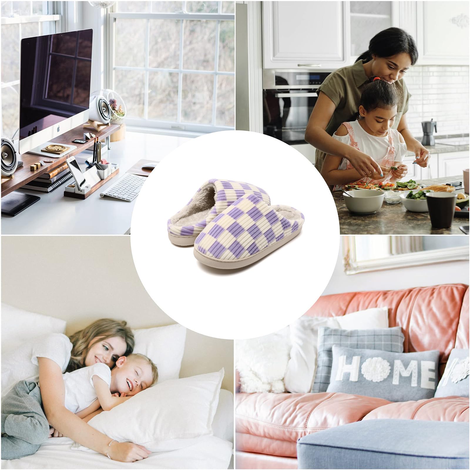 Waysoland Pantofole Donna Uomo Invernali,Ciabatte Donna Uomo Invernali Fuzzy Memory Foam Scivolare su Suola antispuggente Camera da letto Pantofole soffici Interno Esterno