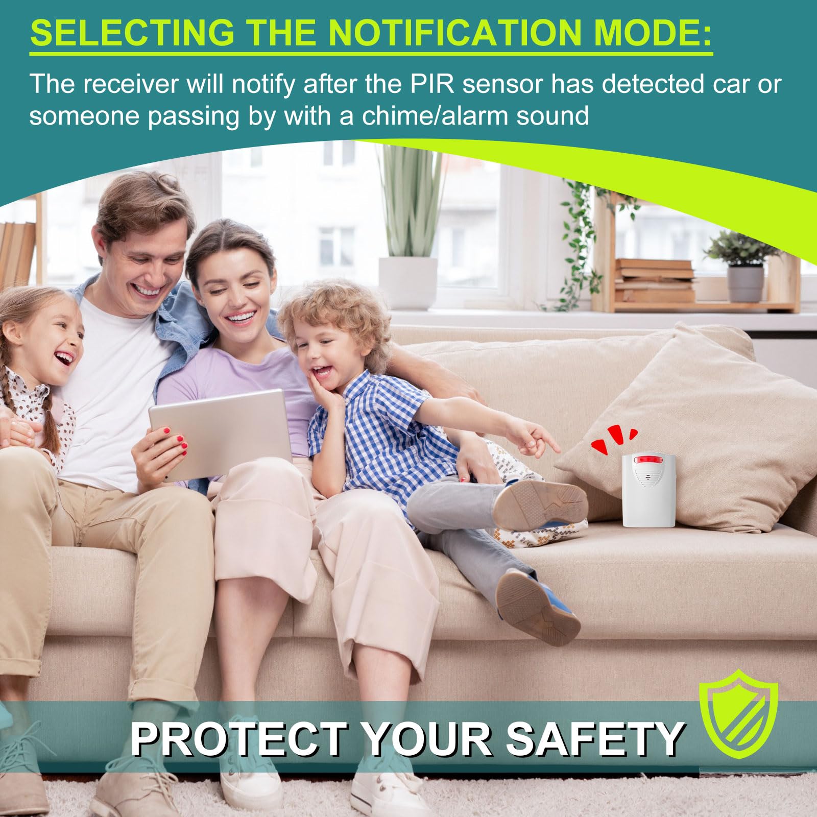 Qualirey Alarma inalámbrica con sensor de movimiento exterior con receptor, sensor infrarrojo resistente a la intemperie, detector de sistema de alerta de negocios de seguridad para interiores (estilo