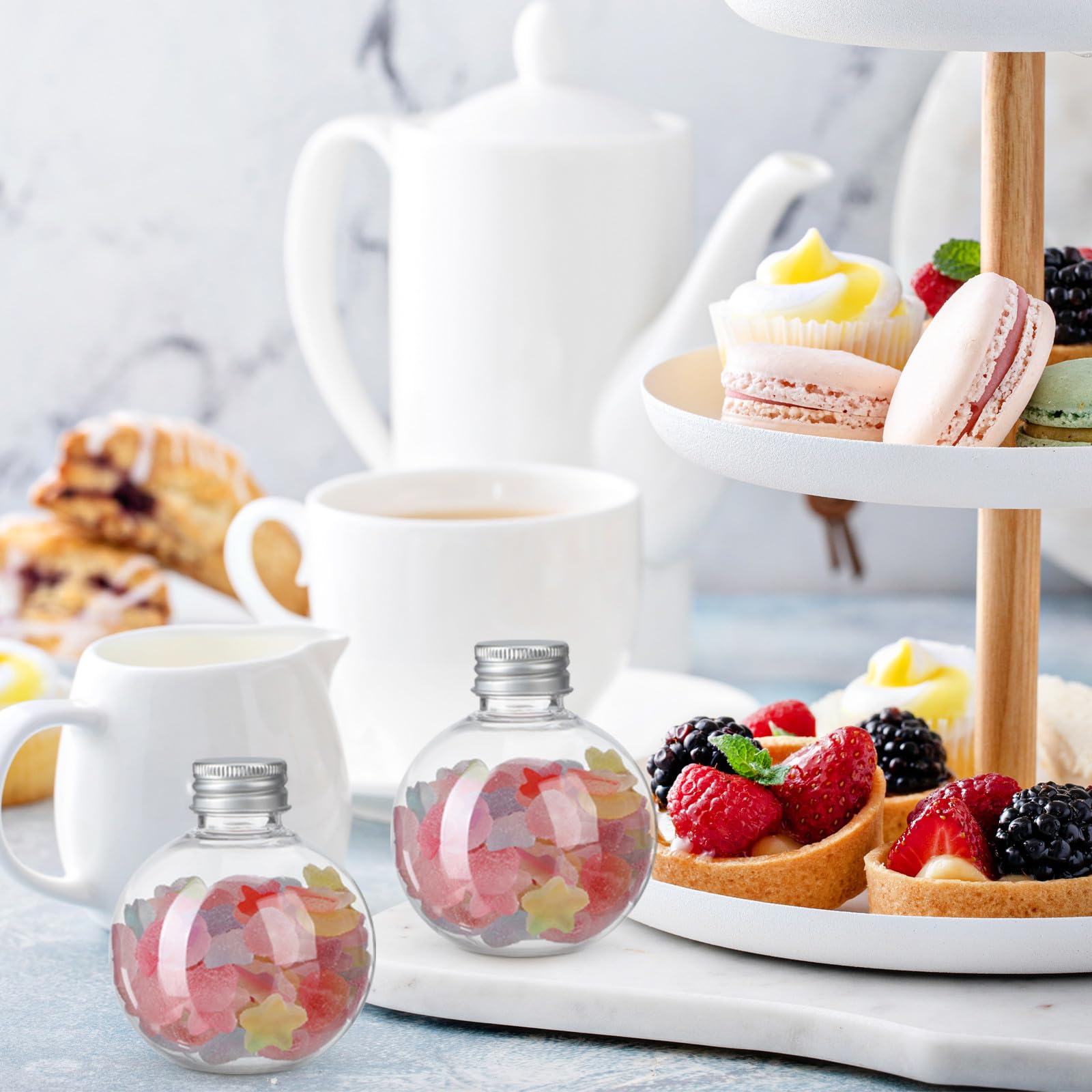 Sewroro 150Ml Klare Kunststoff Sprühflaschen 25 Stück Runde Kugelflaschen Mit Schraubverschluss Für Haushalt Dekoration Und Bastelprojekte