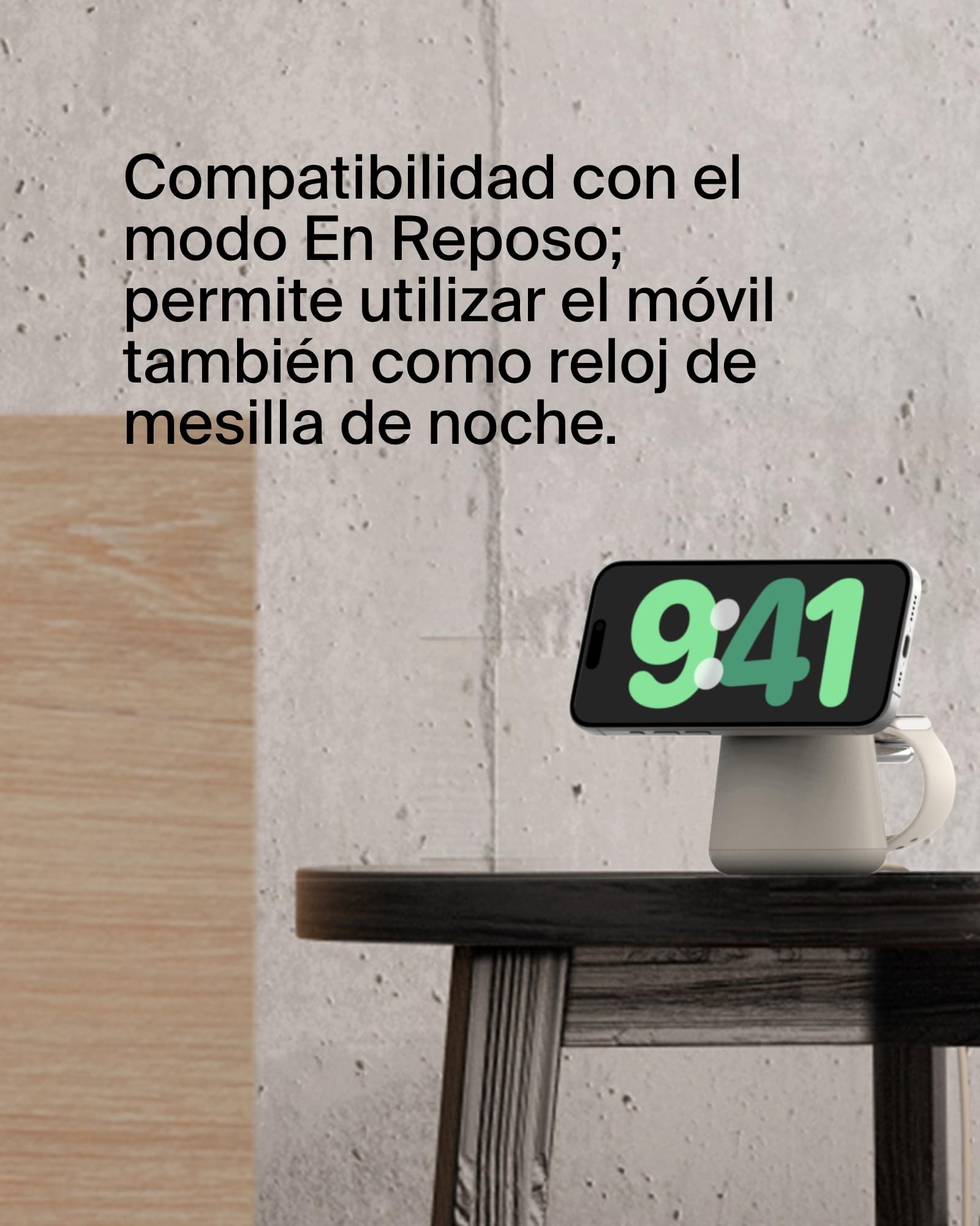 Belkin BoostCharge Pro Cargador Inalámbrico 2 en 1 con Qi2 de 15 W, Estación de Carga con MagSafe para iPhone Series 17, iPhone Air, 16, Apple Watch, AirPods y Otros, Fuente de alimentación - Beis