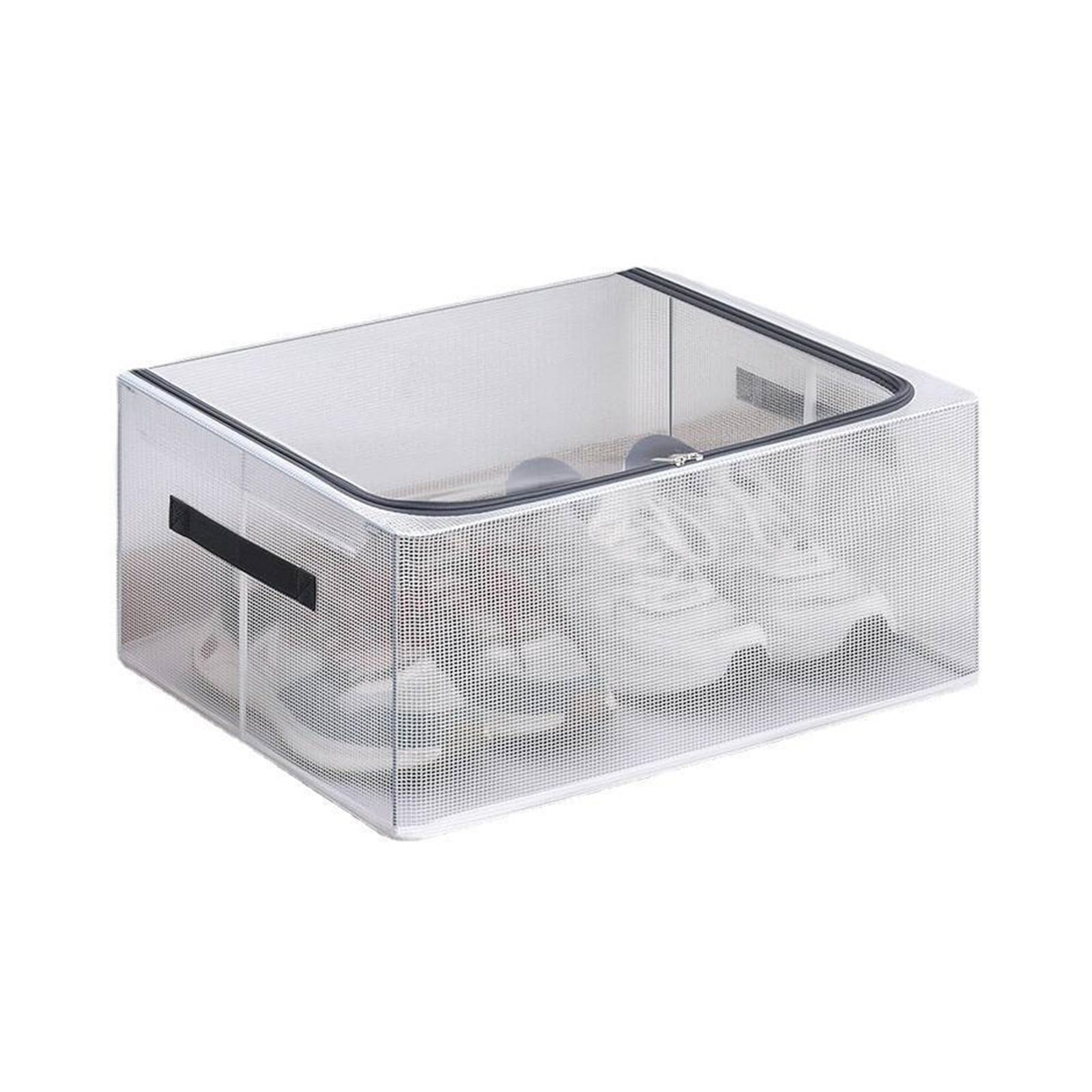 Schuh-Aufbewahrungsbehälter aus Stoff mit transparenten Deckeln, stapelbar und faltbar, Schuh-Aufbewahrungsbox, Organizer für Schuhregal, Schrank, platzsparend, Schuhbehälter (50 x 40 x 15 cm)