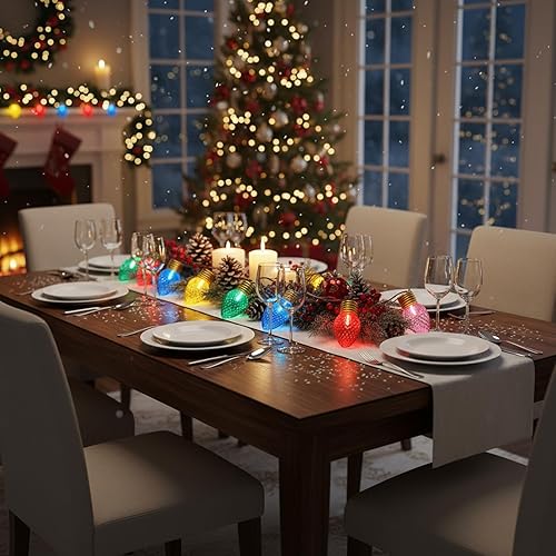 Miniatura 6 de C7 - Tira de luces de Navidad jumbo de 16 pies, luces de Navidad para decoración al aire libre con 10 patrones de diamantes grandes, bombilla