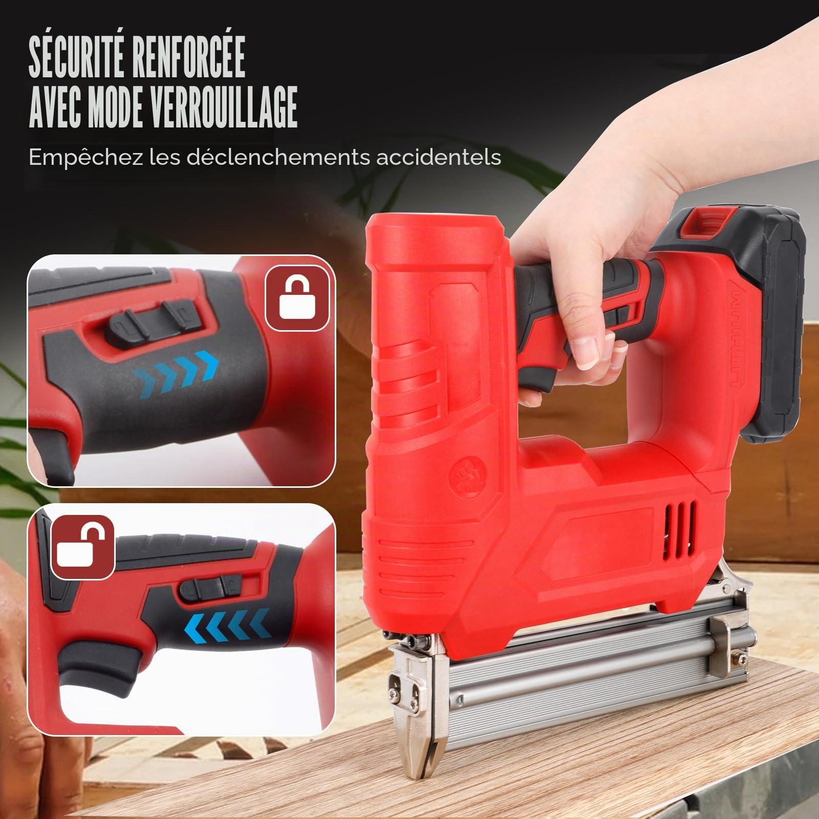 Agrafeuse électrique 18GA 2 en 1, Cloueuse Electrique Sans Fil avec 2000 clous, 2000 agrafes, 21 V 2 x 2,0 A batteries pour menuiserie en bois