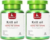 Vista 1 de 2 Bottles Antarctic Krill Oil 1000 mg with Omega-3s EPA, DHA, Astaxanthin and Phospholipids 60 Softgels Supplement No Fishy Aftertaste for Joint
