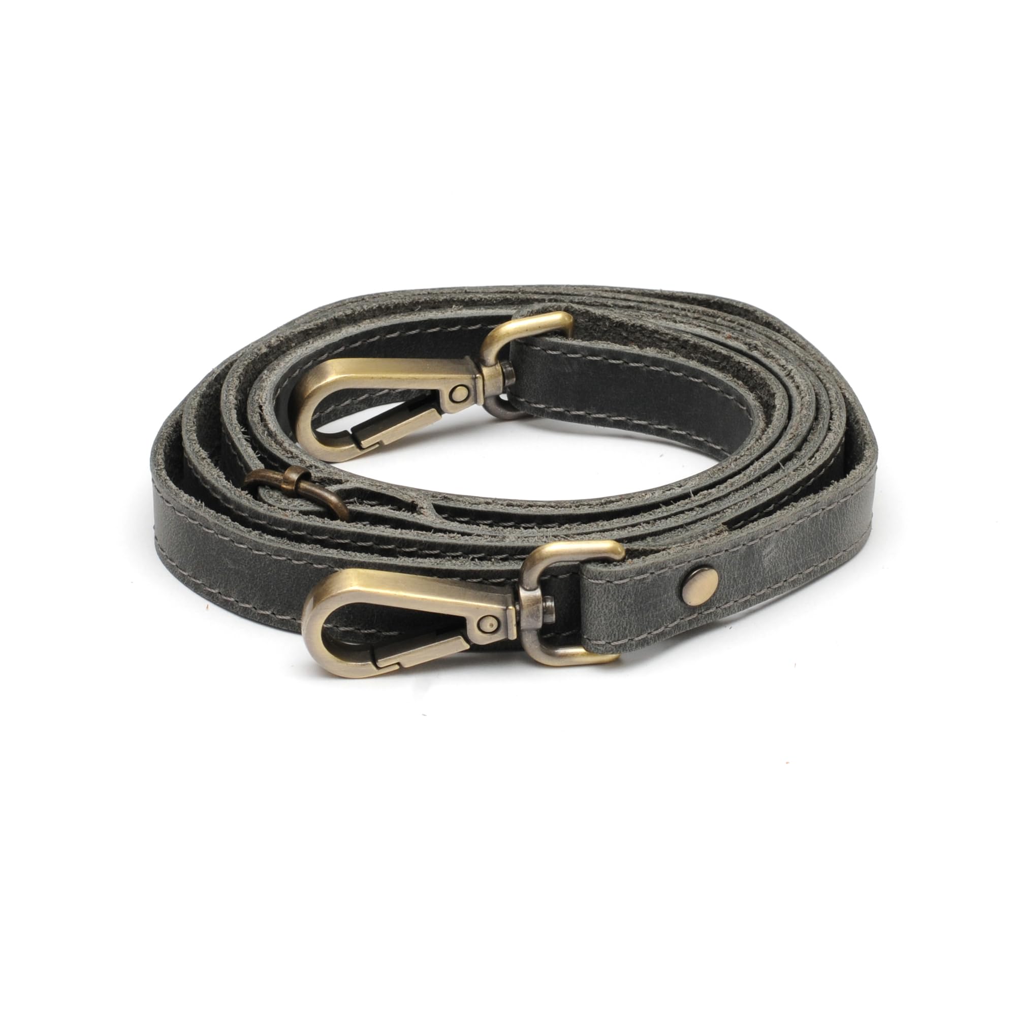 MayaCraft 100% Genuine Leather Purse Strap with Swivel Clasps for Purse Handbags Laptop Cases, Adjustable Length, Handmade, Small, Grey