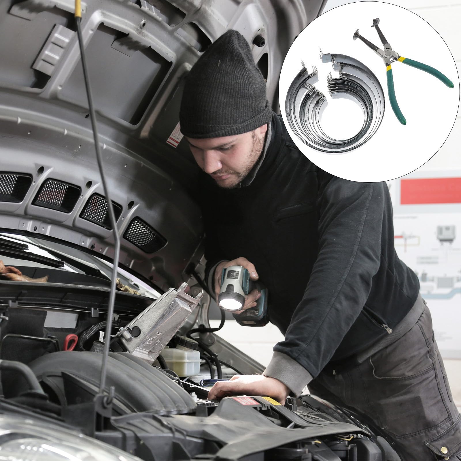 Kit Pinze per Fasce Elastiche Pistone, Installazione Cilindro