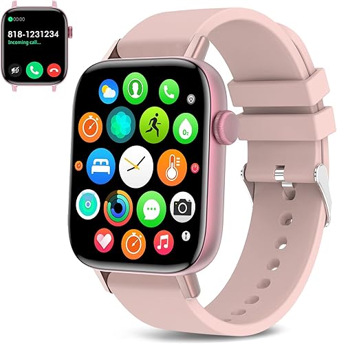 Reloj inteligente de 1.9 pulgadas para mujer, rastreador de llamadas Bluetooth con monitor de frecuencia cardíaca, monitor de sueño, recordatorio