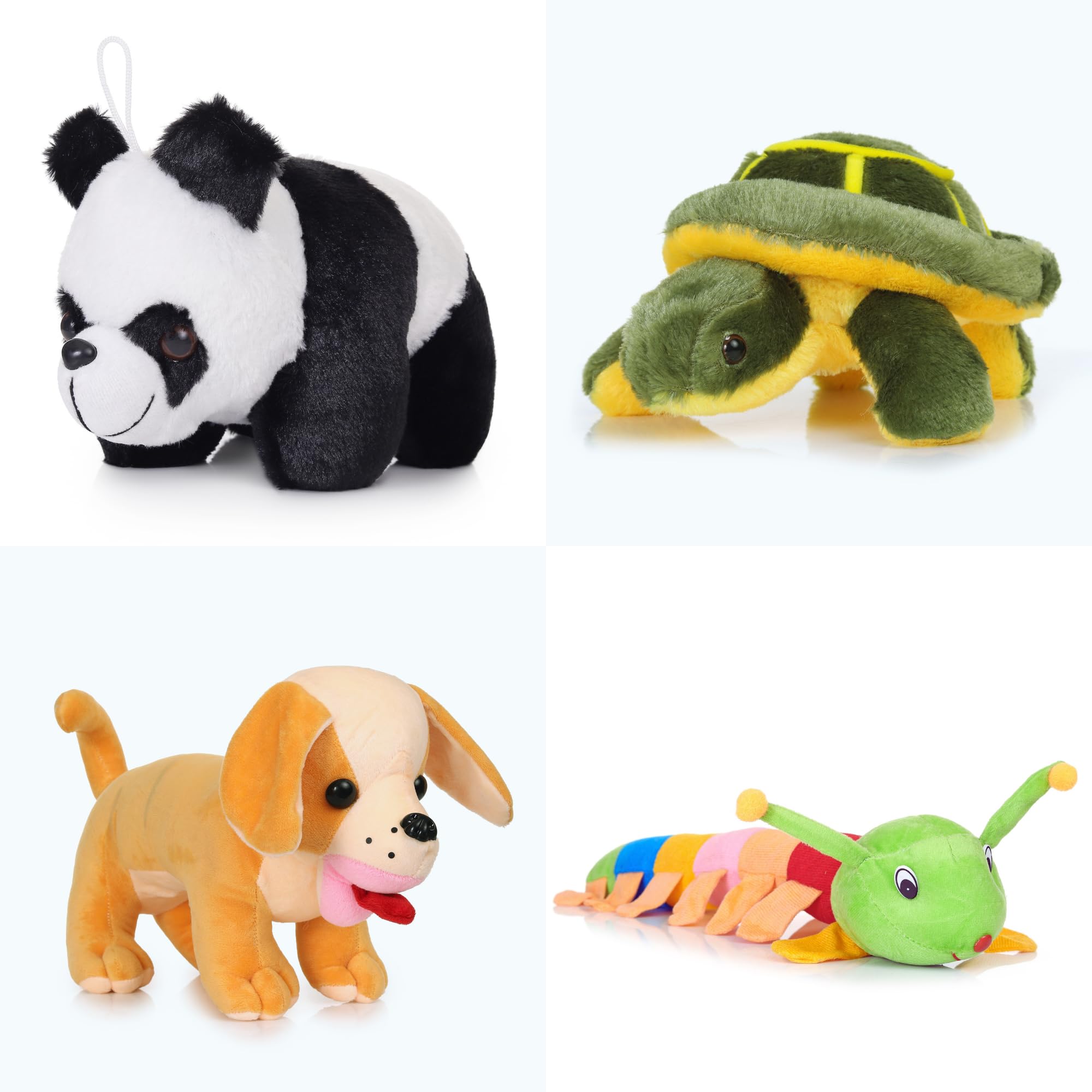 SPX Shop Combo of 4 - Imported Cute Eating Panda(30cm),Cute Tortoise(30CM), Cute Pug Dog(38CM) & Cute Caterpillar (60CM) Super Soft Toy Teddy Bear for Kids