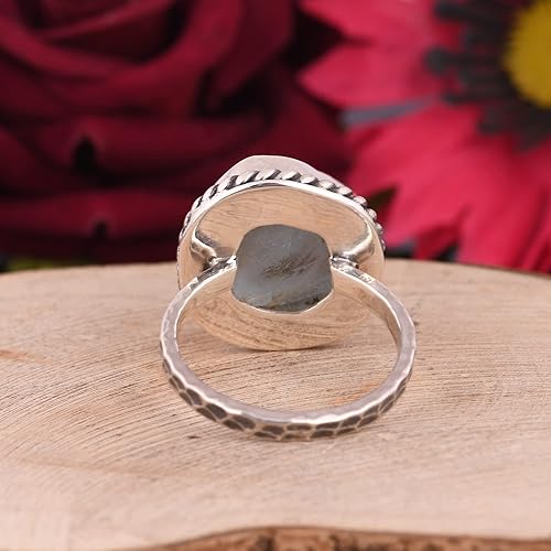Miniatura 5 de Anillo trenzado de plata esterlina 925 con piedras preciosas crudas para mujer, joyería hecha a mano
