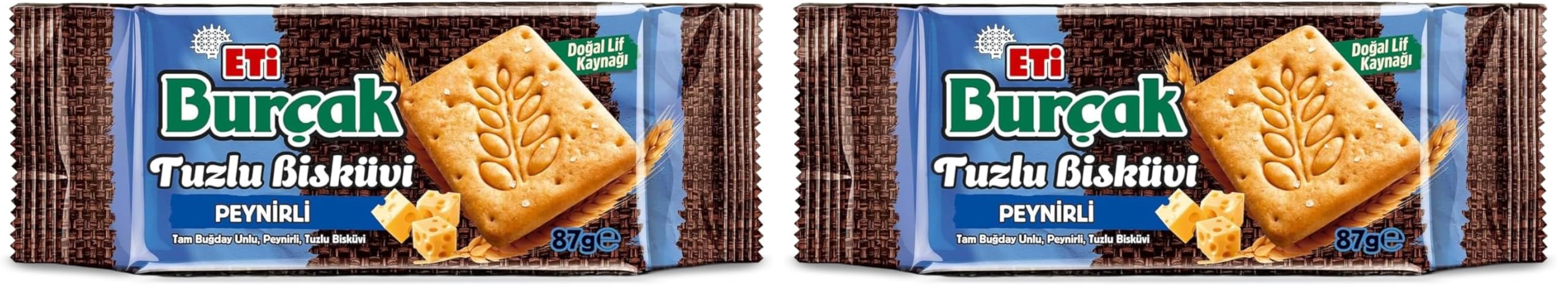 Eti Burçak Tam Buğday Unlu Peynirli Tuzlu Bisküvi 87 Gram x 18 Adet (2 paketi)