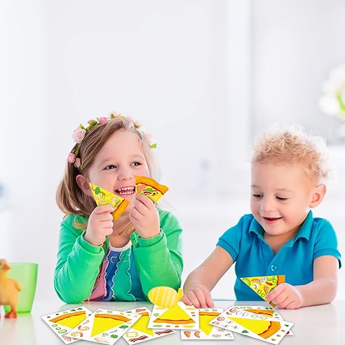 Miniatura 5 de Zonon 48 hojas de calcomanías de pizza para niños, regalos de fiesta de pizza, haz tu propia pizza, lindo kit de calcomanías de pizza para proyectos