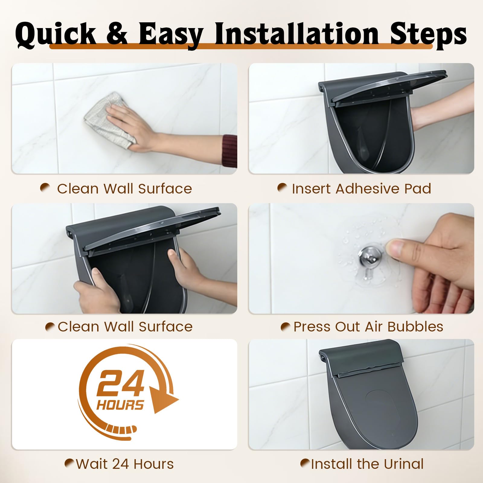 Wandmontiertes Urinal für Männer, Urinal mit Deckel & Ablaufschlauch, Wasserloses mit Spülfunktion, für Herren mit Spritzschutzdeckel, tragbare Urin-Trenn-Toilette für Camping, Wohnheim, Garten