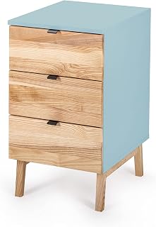 Luka - Cajonera de oficina (41 x 50 x 75 cm, con 3 cajones, madera FSC), color azul