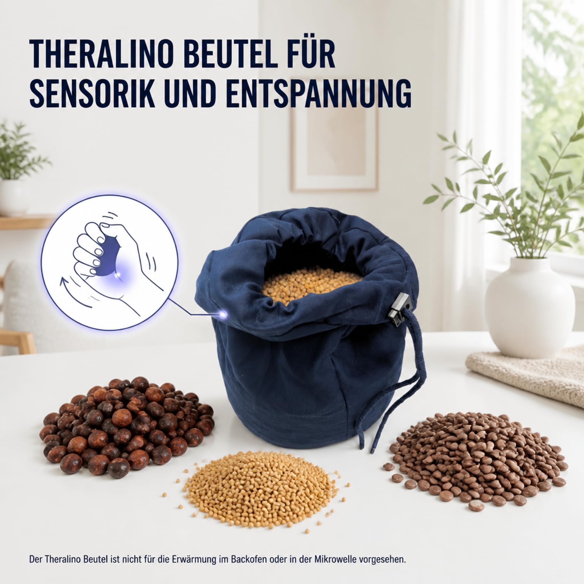 ATC Handels GmbH Theralino® Beutel – Flexible Aufbewahrungs- und Anwendungslösung für Sensorik & Sensibilität – mit Kordelstopper, 32 cm hoch