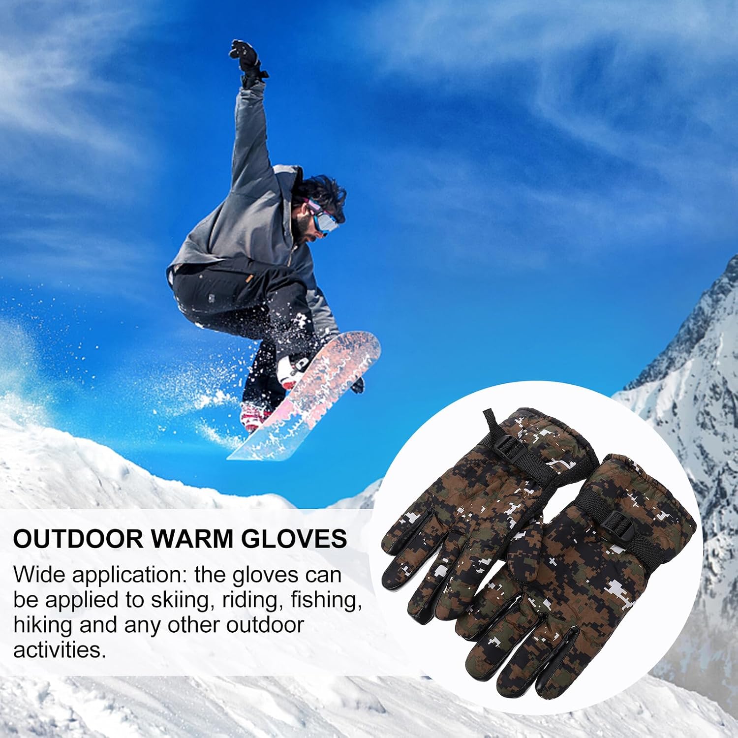 BESPORTBLE Outdoor Riding Gloves Men Winter Warm Fleece Lined Touchscreen Cycling Gloves Anti-Slip Palm for Skiing and Cold Weather