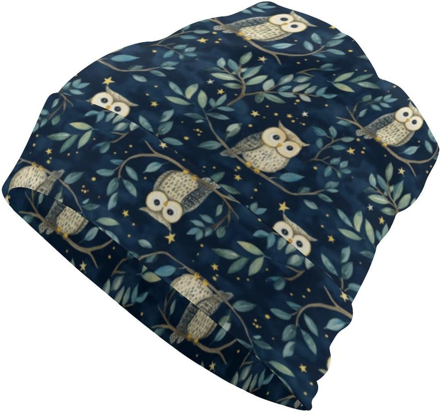 Owl Forest Pullover Cap Soft Stretch Beanie Fashion Hats Casual Beanies for Women Men