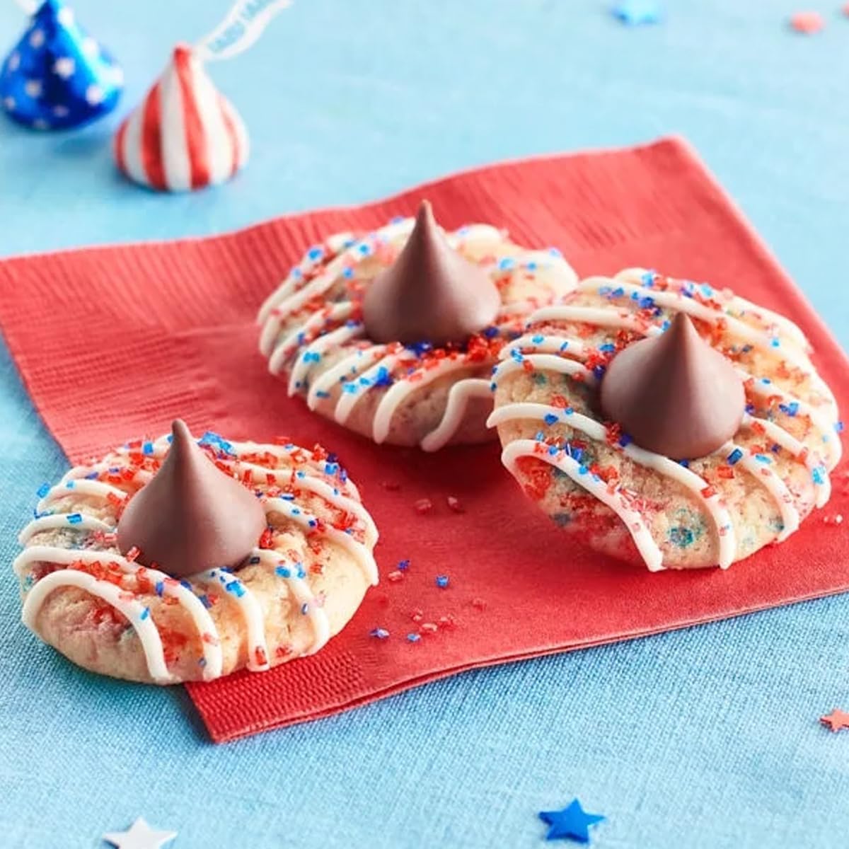 Patriotic Kisses 4th of July Candy - 200 Pieces Milk Chocolate Patriotic Candy Individually Wrapped Red White and Blue Kisses Bulk - USA Chocolate Bulk Bag Perfect for July 4th Celebrations - 2 Pound