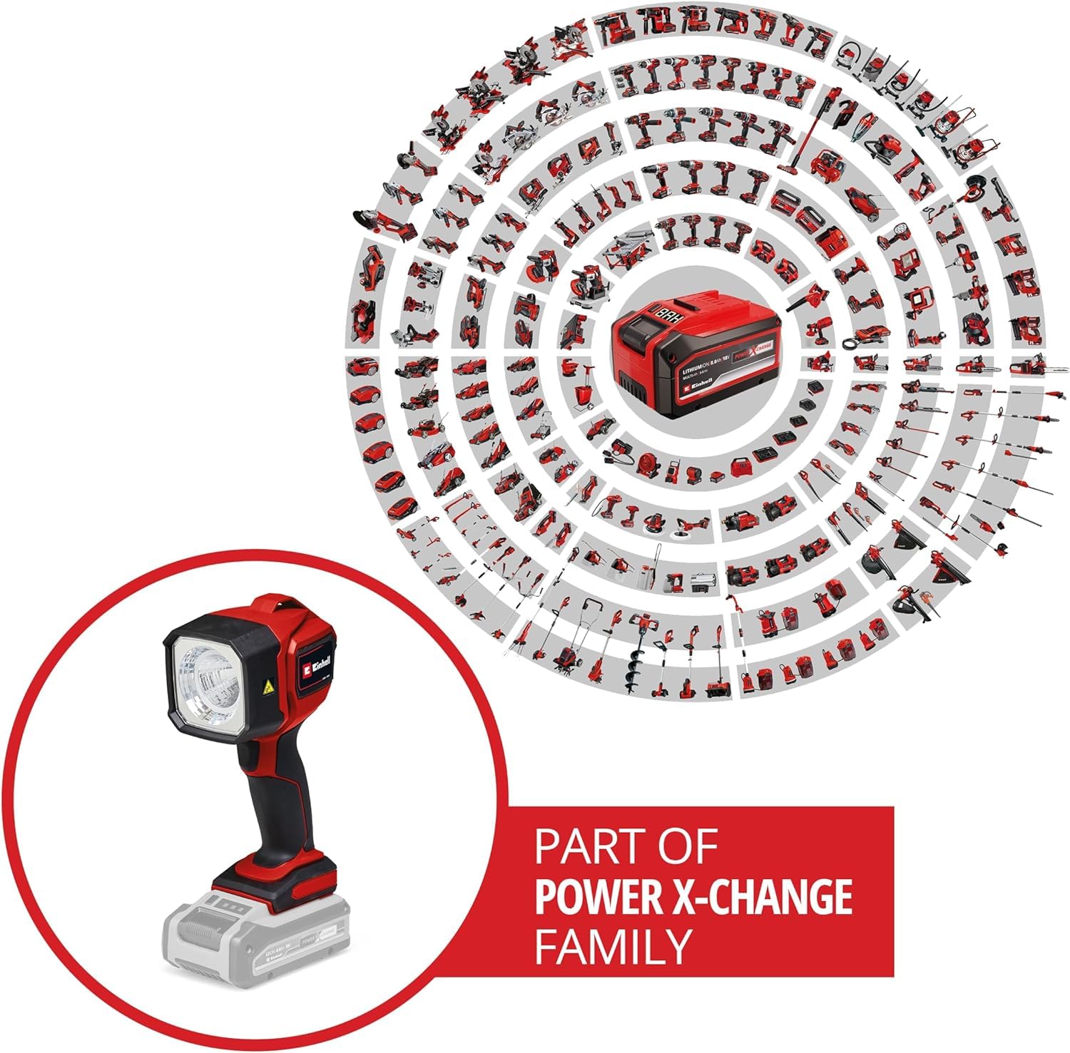 Einhell Akku-Lampe TC-CL 18/350 Li-Solo Power X-Change (18 V, 350 lm, 7000 K, 30 m Leuchtweite, schwenkbarer Leuchtkopf, hochwertiges LED-Licht, ohne Akku)