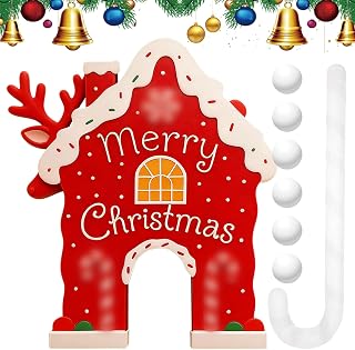 Gingerbread Golf Game Set, Christmas Reindeer Mini Golf Kit with Candy Cane Club & 6 Balls for Indoor Family Party, Funny Holiday Games for Kids & Adults, Indoor Family, Christmas Party Game (Red)