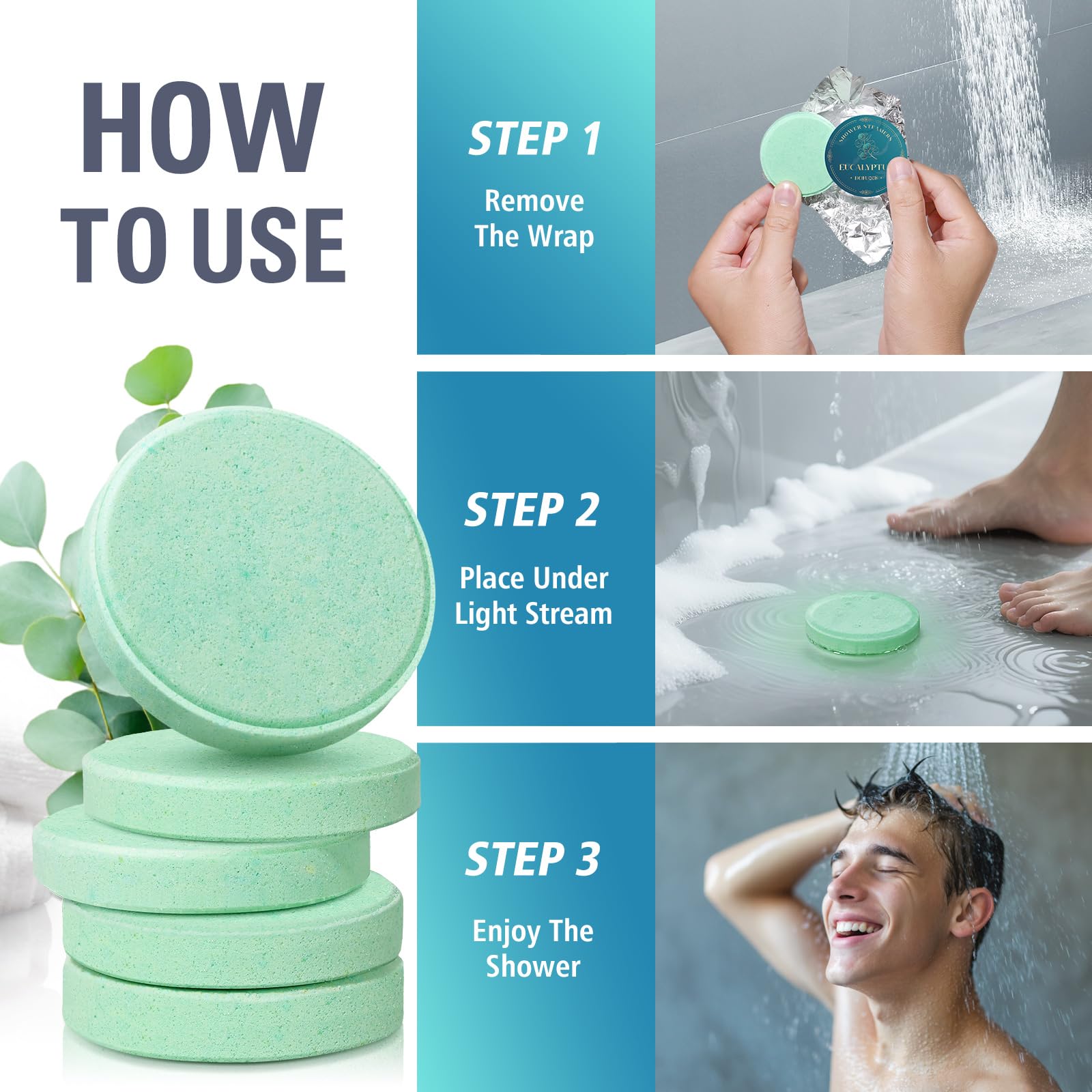 Shower Steamers Aromatherapy, Dad Gifts for Fathers Day, Birthday Gifts for Men Boyfriend Dad Teen Boys, SPA Self Care Relax Natural Essential Oils Bath Bombs