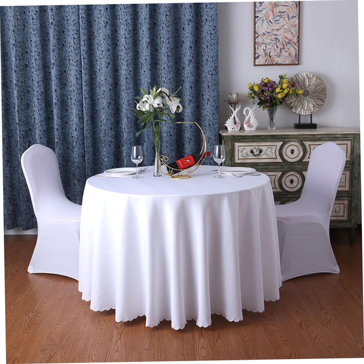 Luxshiny 1Pc Classic Solid Color Round Tablecloth for Weddings Parties Home Use Table Cover for Restaurant Banquet Settings Table Decoration