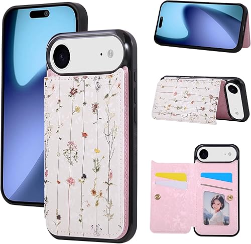 Miniatura 69 de UEEBAI Funda tipo cartera para iPhone 15 Pro Max con tarjetero, cubierta de cuero PU con soporte, bloqueo RFID, doble cierre magnético, relieve de