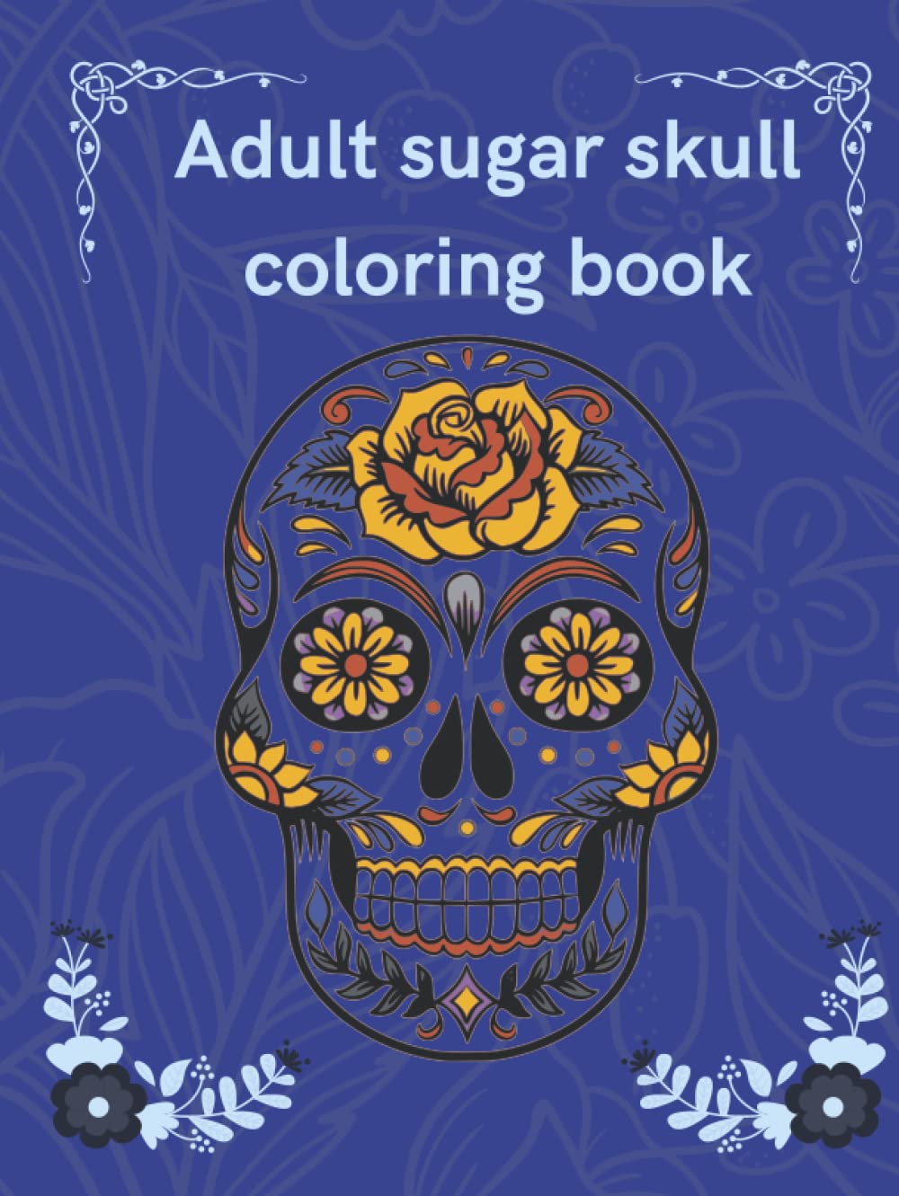 Livre de coloriage têtes de mort premium pour adultes avec couverture rigide bleue anti-stress