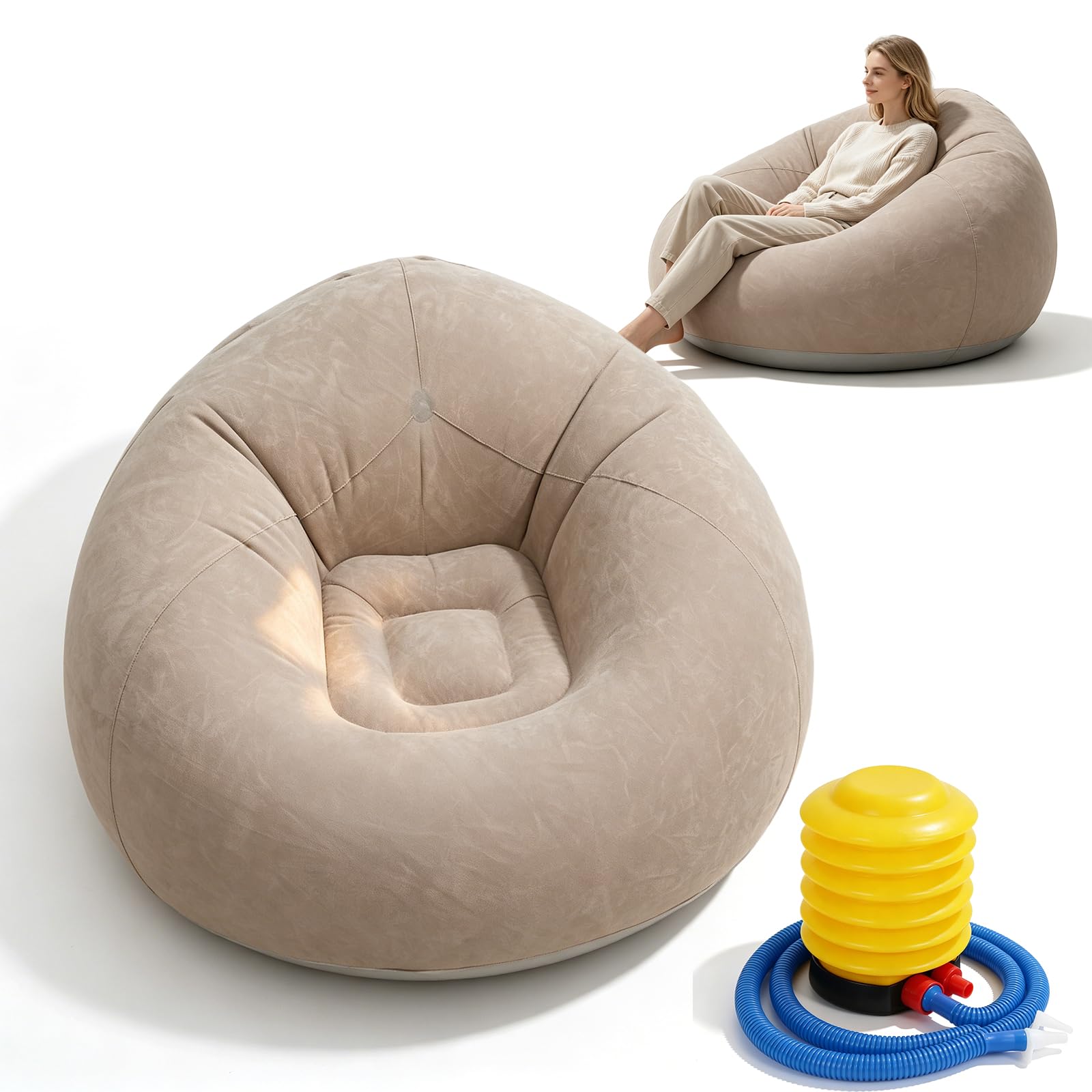Pouf gonfiabile, poltrona gonfiabile, divano gonfiabile con pompa ad aria, divano da spiaggia, impermeabile gonfiabile, per viaggi, campeggio, piscina, spiaggia