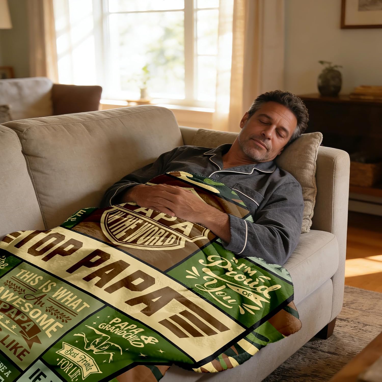Papa Gifts from Grandkids, Gifts for Papa Throw Blanket 60"x 50", Grandpa Gifts from Granddaughter, Birthday Gift for Papas, Best Grandpa Gift Ideas for Father's Day/Christmas/Anniversary - Image 2